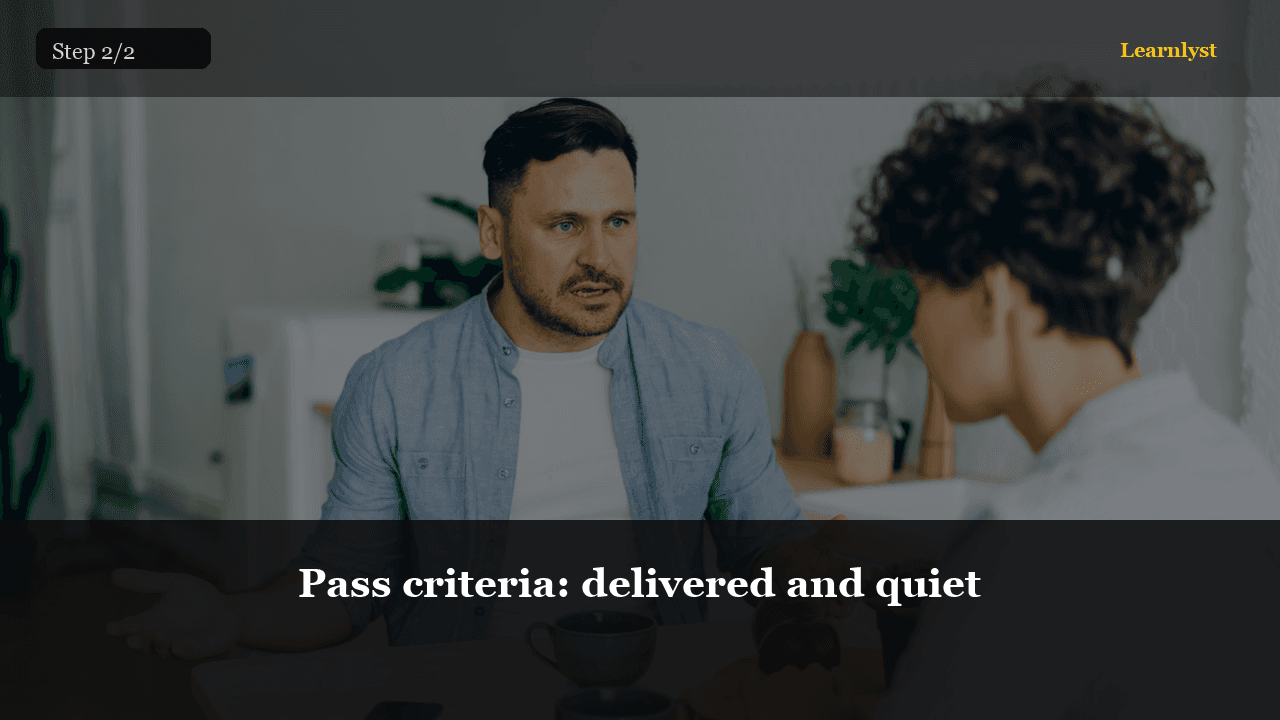 Pass criteria: delivered and quiet — Relationships & Wellbeing tip photo