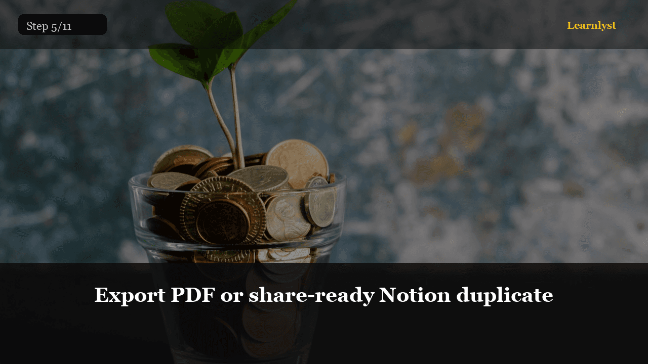 Export PDF or share-ready Notion duplicate