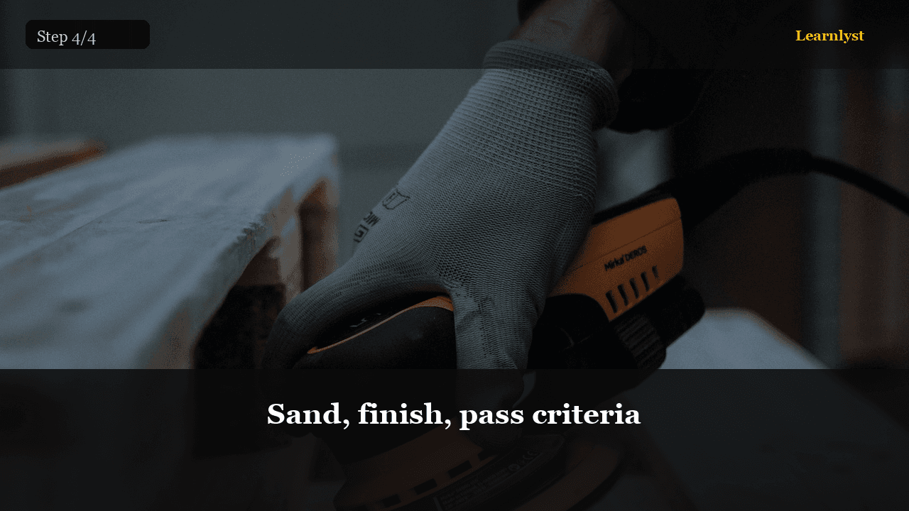 Sand, finish, pass criteria — Home & DIY tip photo