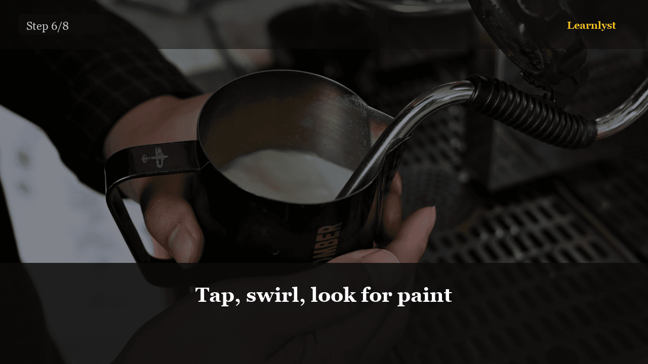 Glossy, pourable, no dry foam cap. That is latte milk.