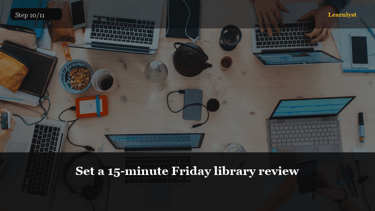 Set a 15-minute Friday library review