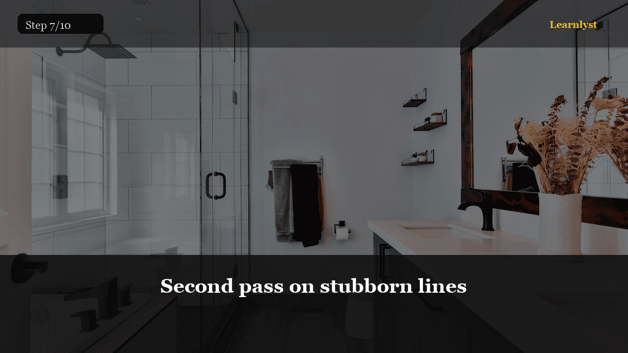 Second pass on stubborn lines — step 7 photo from Clean Tile Grout Naturally