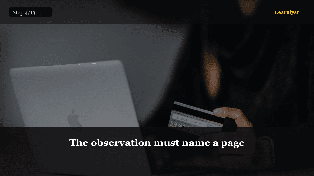 The observation must name a page