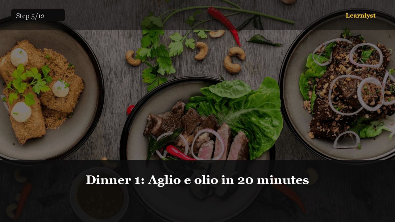Dinner 1: Aglio e olio in 20 minutes