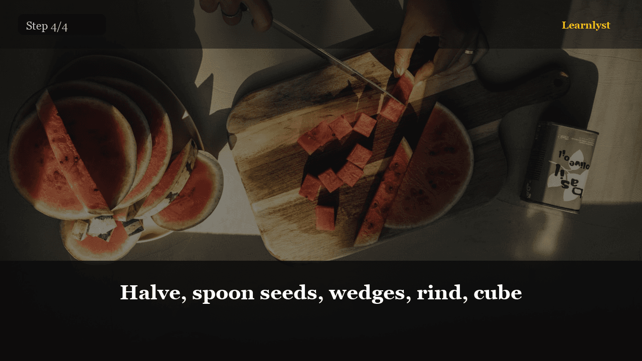 Halve, spoon seeds, wedges, rind, cube — step 4 photo from Cut Pineapple, Mango, and Melon
