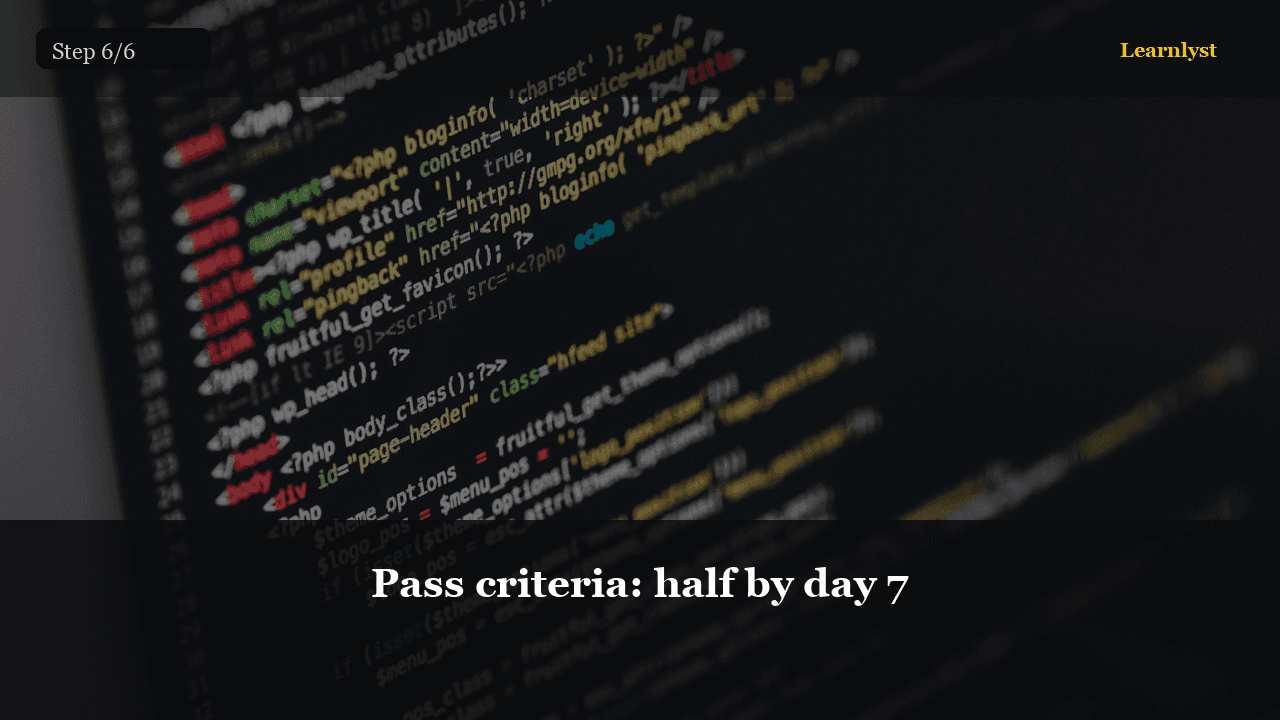 Pass criteria: half by day 7 — Phones tip photo