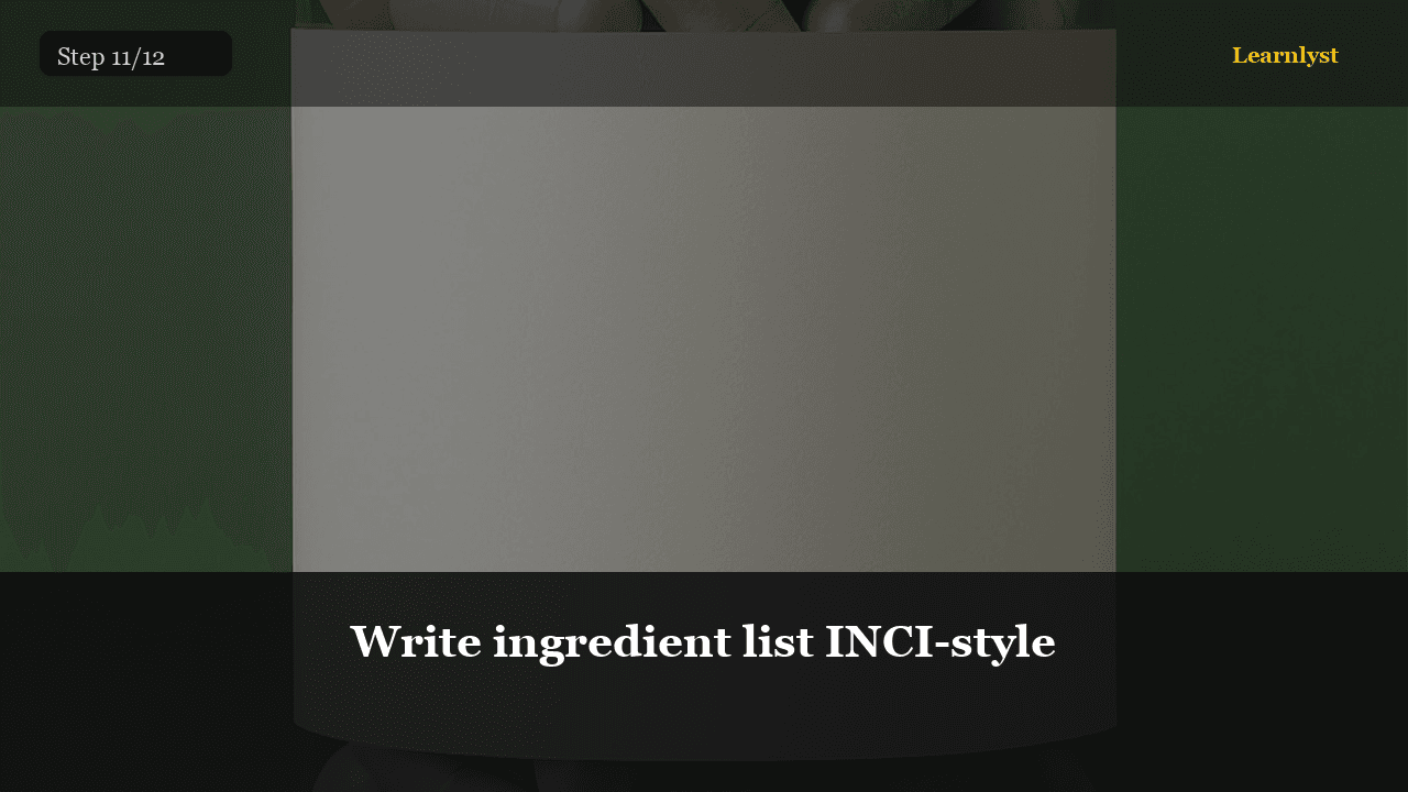 Write ingredient list INCI-style