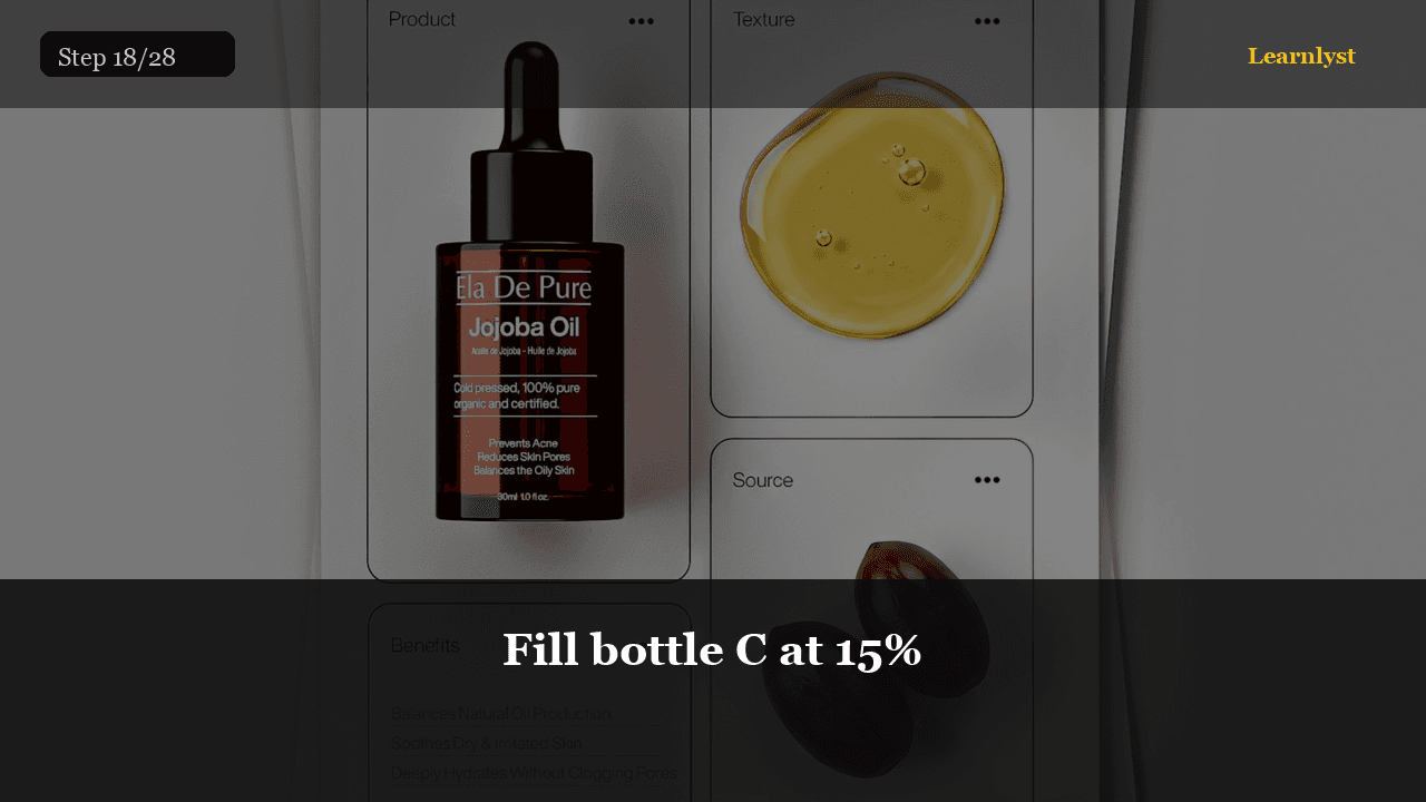 Fill bottle C at 15% — Beauty & Grooming tip photo