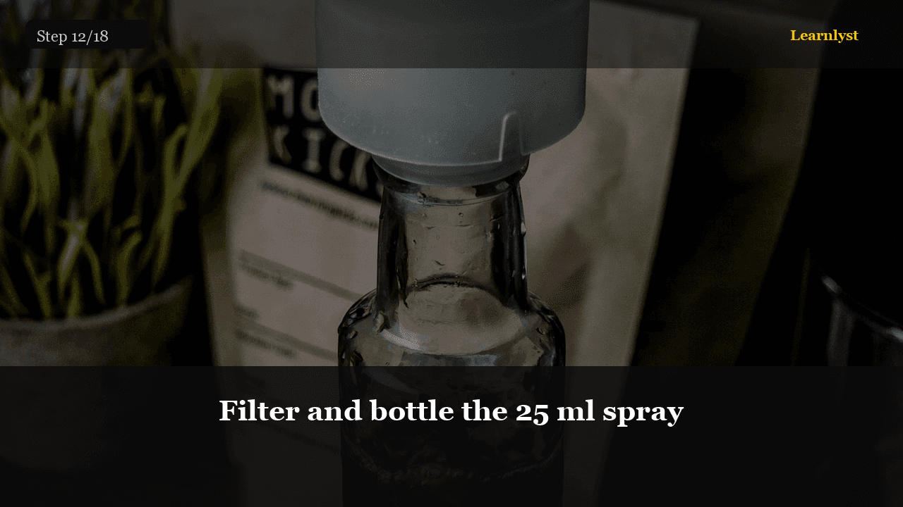 Filter and bottle the 25 ml spray