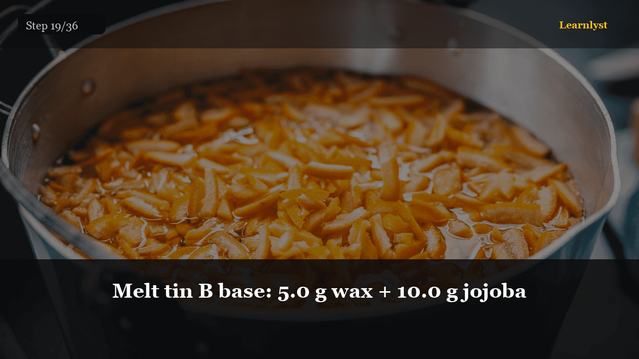 Melt tin B base: 5.0 g wax + 10.0 g jojoba — Beauty & Grooming tip photo