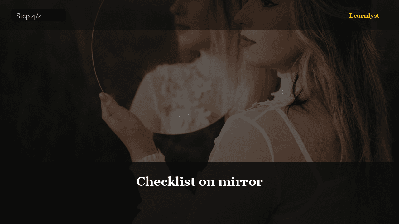 Checklist on mirror — step 4 photo from Evening Skincare for Beginners