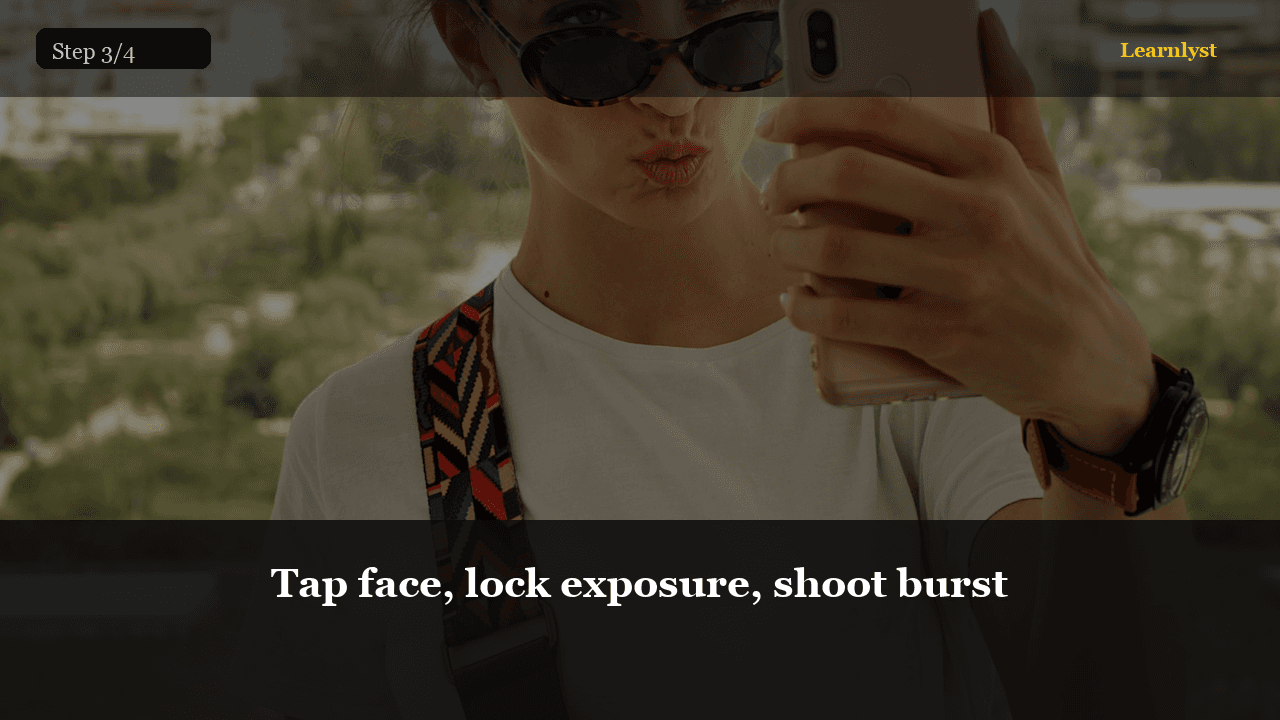 Tap face, lock exposure, shoot burst — Photography tip photo