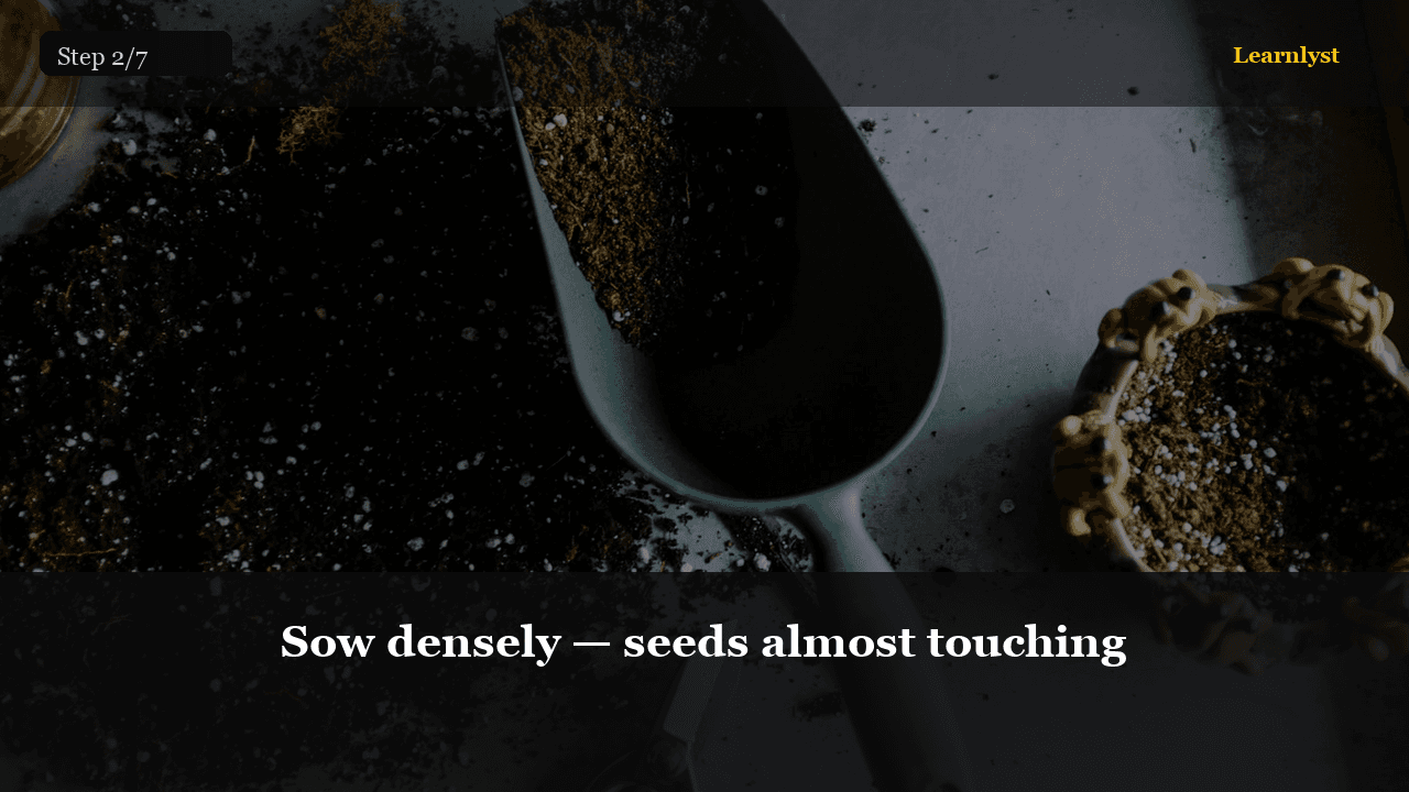 Sow densely — seeds almost touching — Gardening tip photo