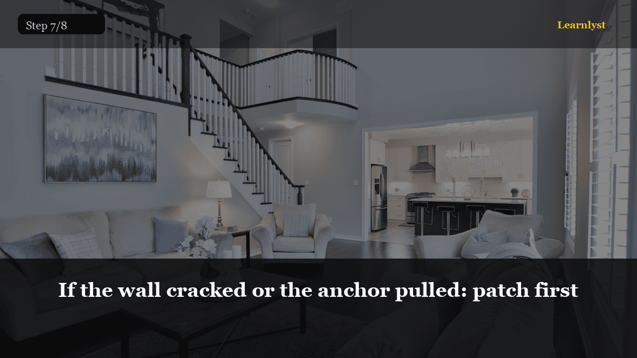 If the wall cracked or the anchor pulled: patch first