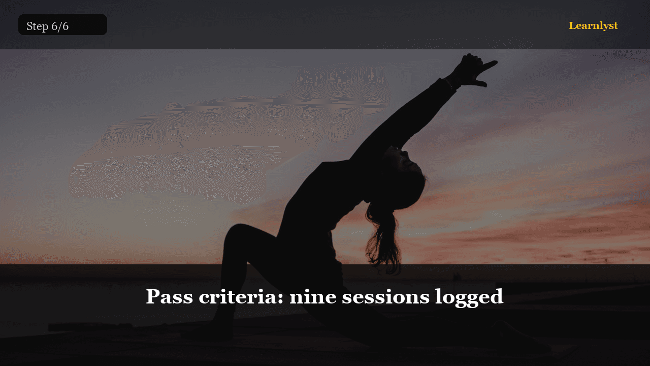 Pass criteria: nine sessions logged — step 6 photo from 20-Minute Home Workout: No Equipment