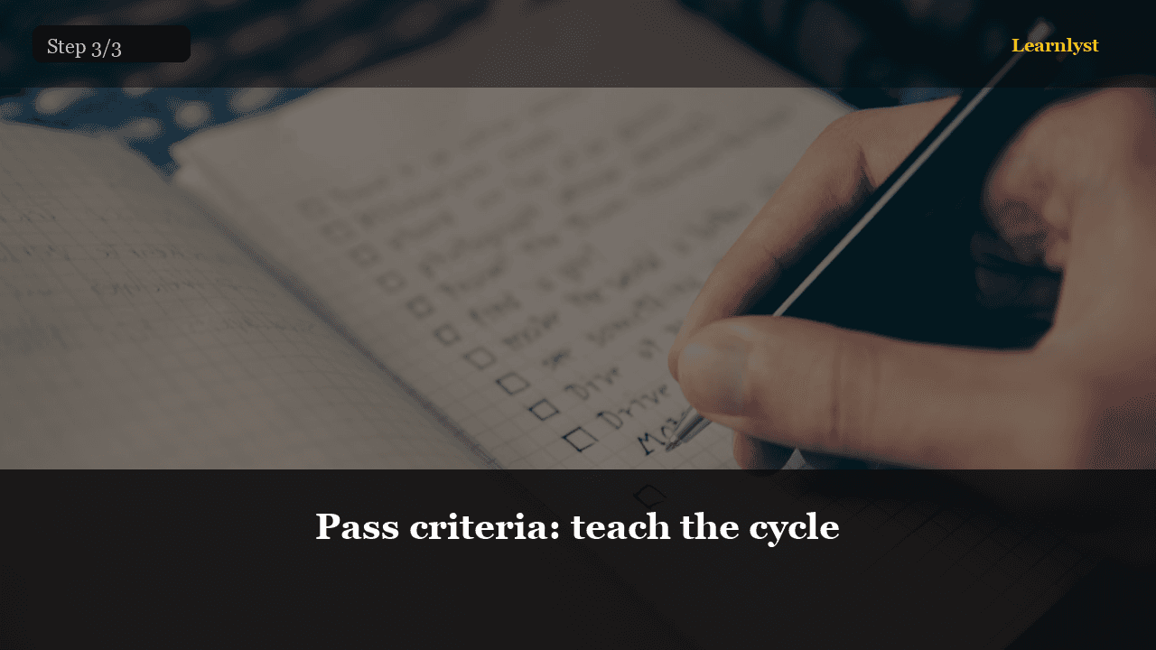 Pass criteria: teach the cycle — Everyday Life tip photo