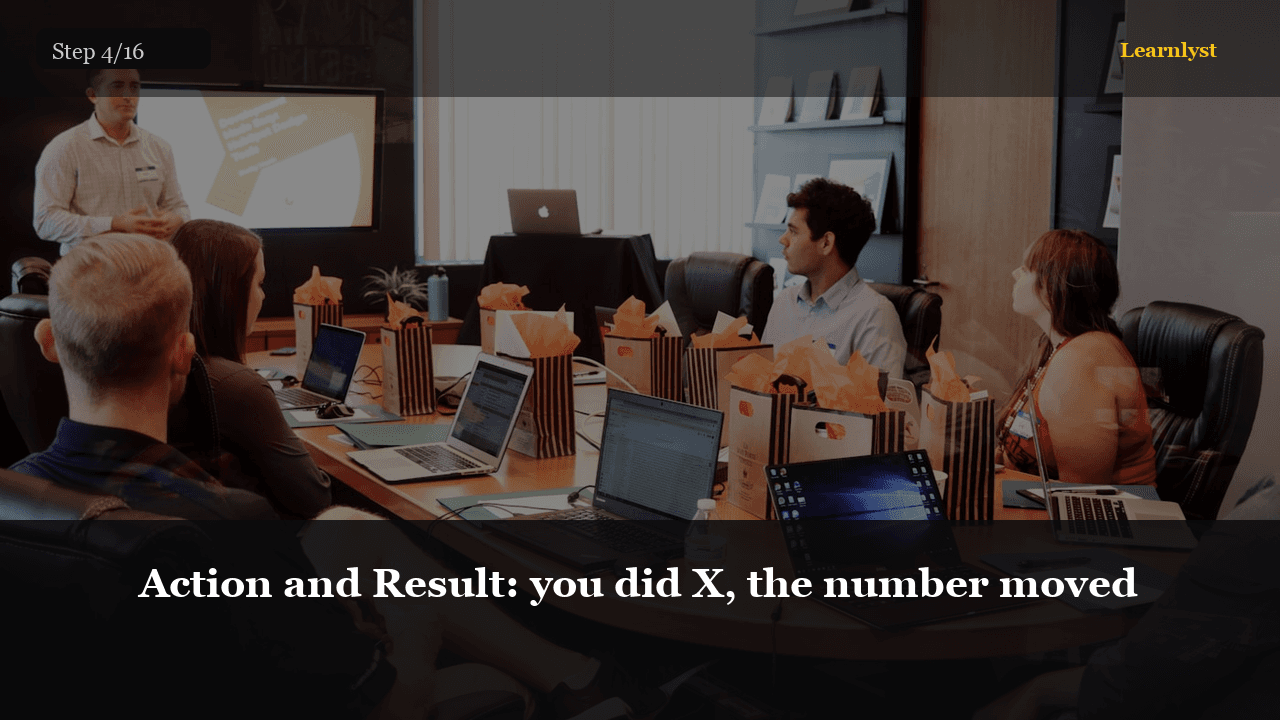 Action and Result: you did X, the number moved