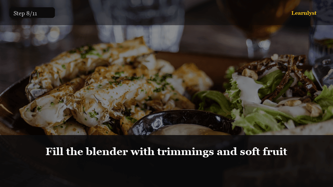 Fill the blender with trimmings and soft fruit