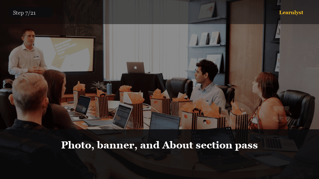 Photo, banner, and About section pass