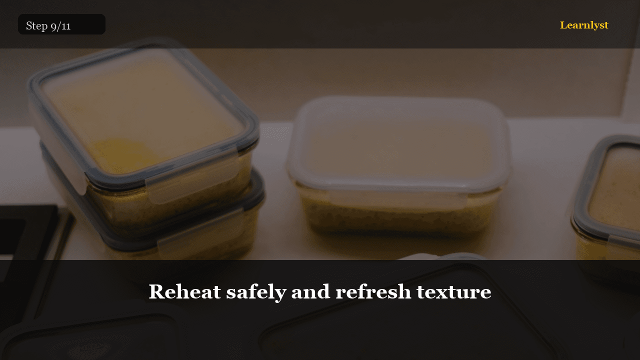 Reheat safely and refresh texture