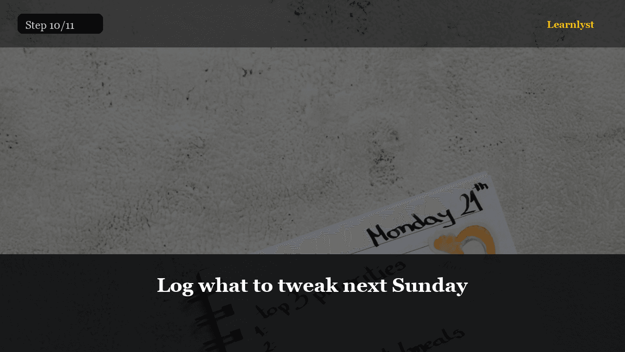 Log what to tweak next Sunday