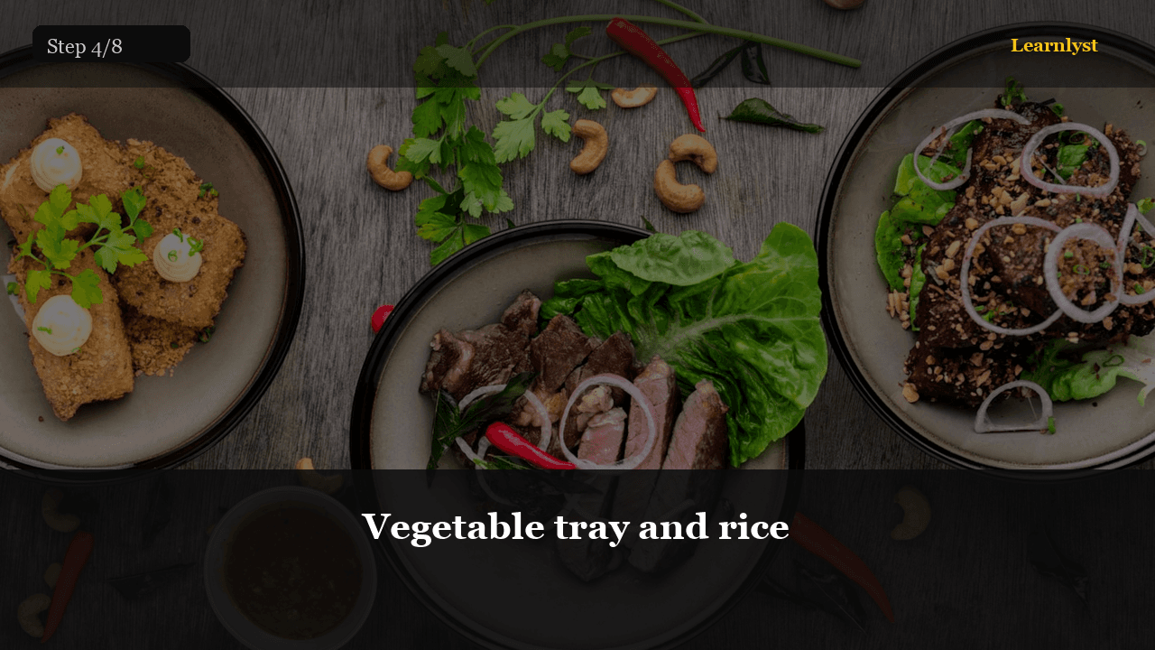Vegetable tray and rice