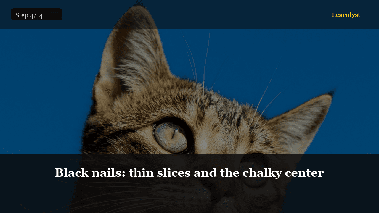 Black nails: thin slices and the chalky center — Pets tip photo