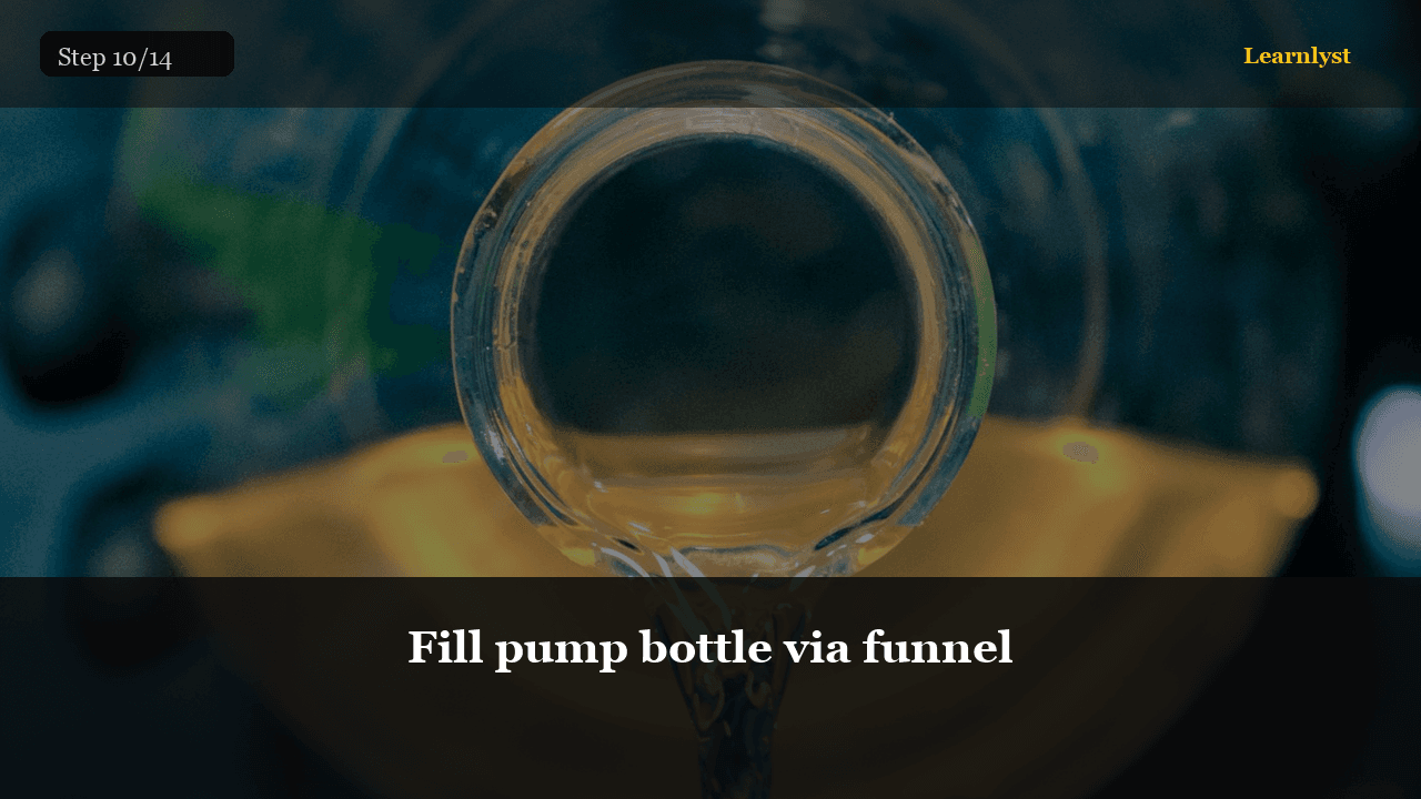 Fill pump bottle via funnel