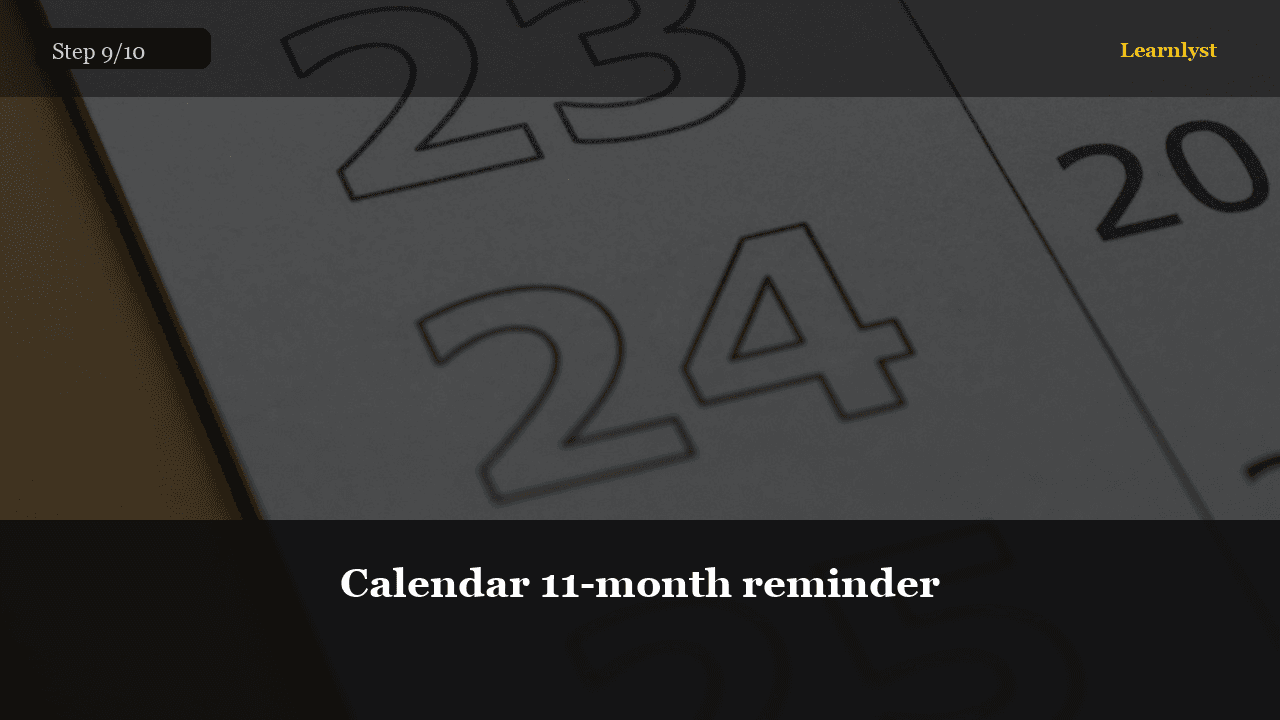 Calendar 11-month reminder — Personal Finance tip photo