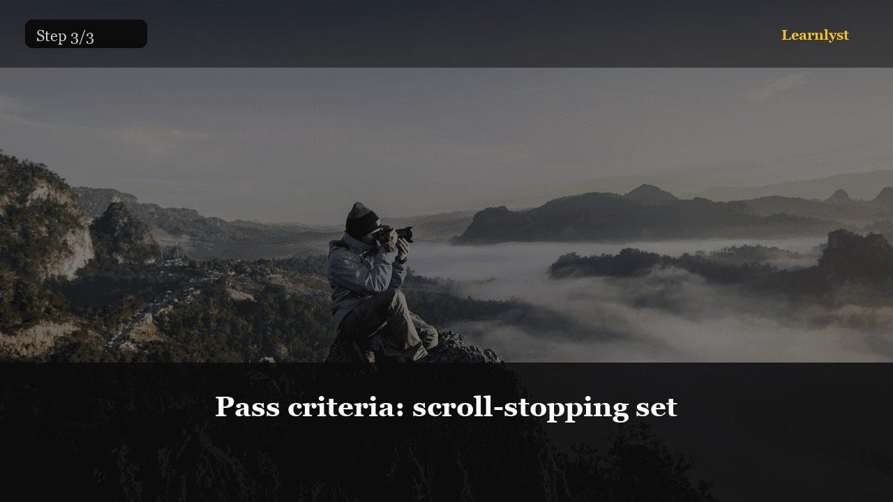 Pass criteria: scroll-stopping set — Photography tip photo