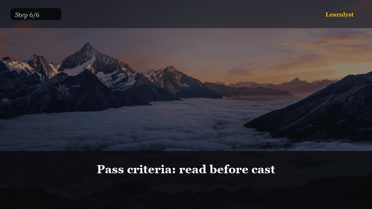 Pass criteria: read before cast — Fishing tip photo