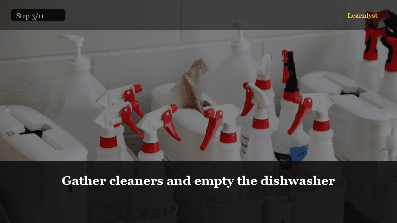 Gather cleaners and empty the dishwasher — Cleaning & Laundry tip photo