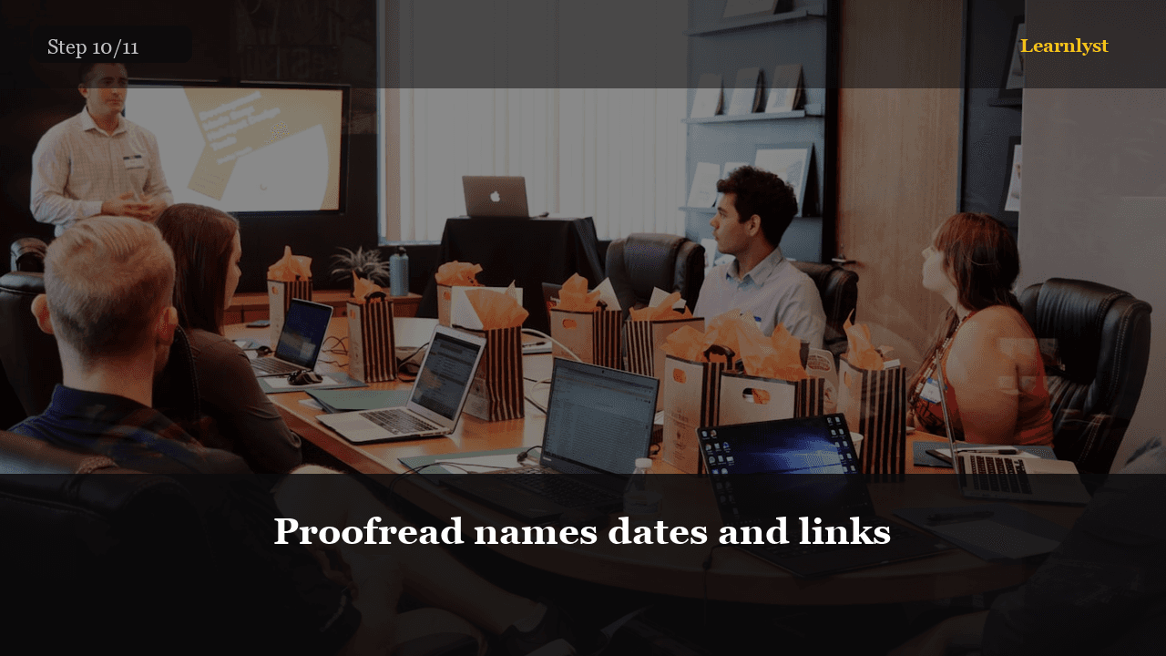Proofread names dates and links — Career Skills tip photo