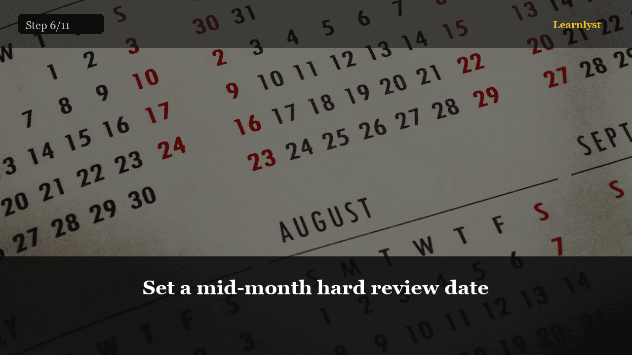 Set a mid-month hard review date