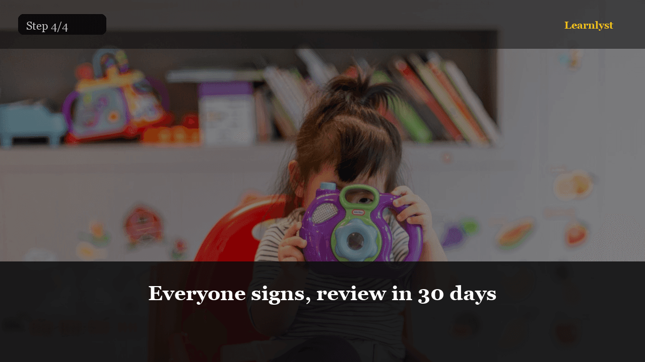 Everyone signs, review in 30 days — Parenting & Family tip photo