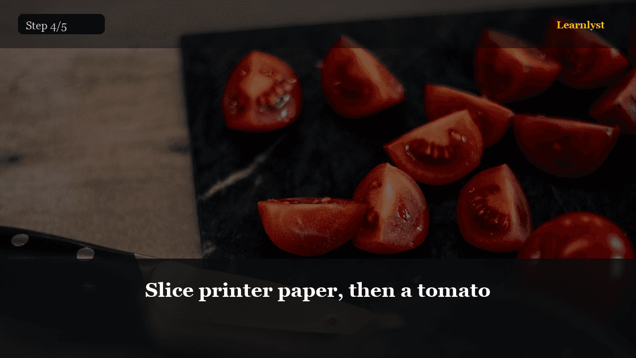 Slice printer paper, then a tomato — step 4 photo from Sharpen a Kitchen Knife