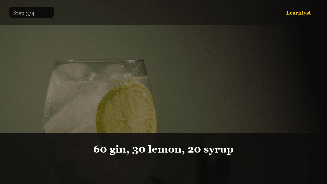60 gin, 30 lemon, 20 syrup — Coffee & Drinks tip photo