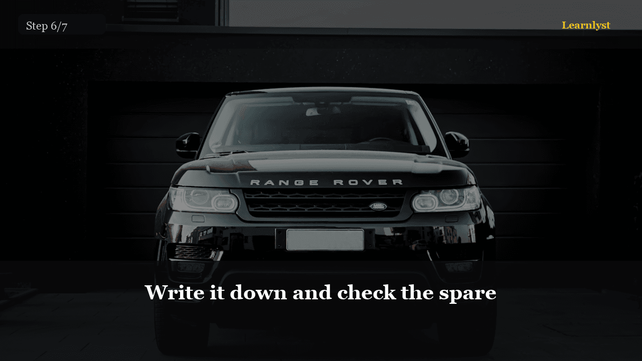 Write it down and check the spare — step 6 photo from Tire Rotation & Pressure