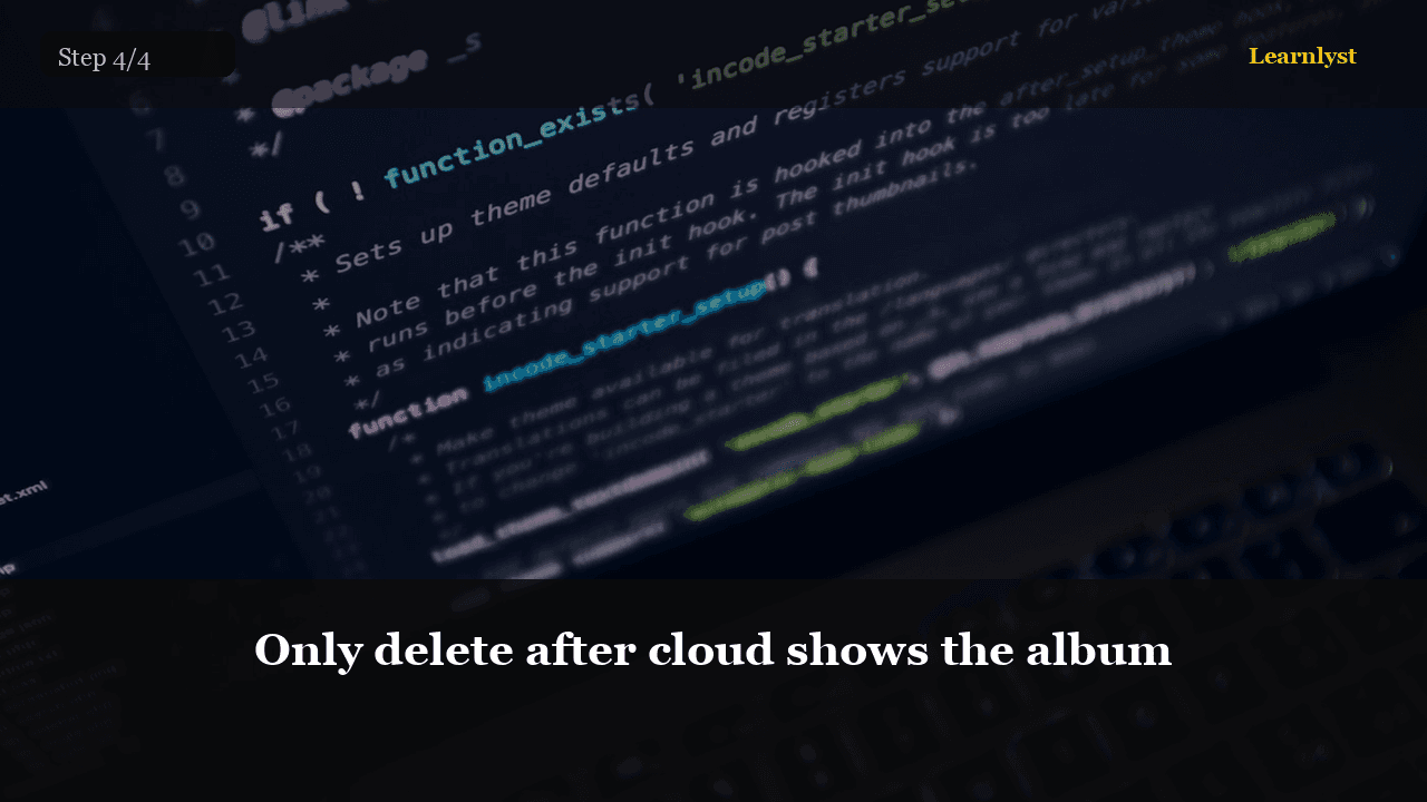 Only delete after cloud shows the album — Phones tip photo