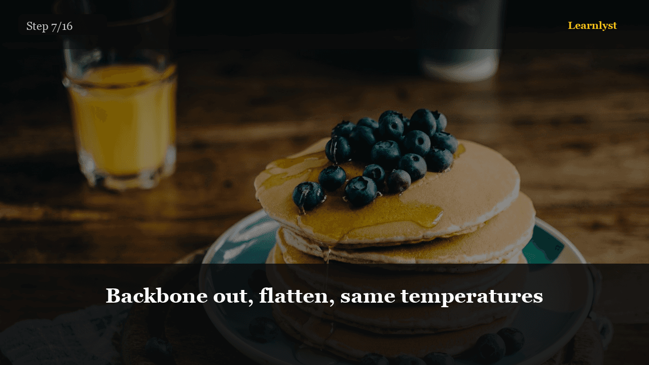 Backbone out, flatten, same temperatures
